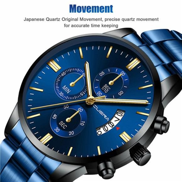 Waterproof Men Watch Relojes De Hombre Stainless Steel Quartz Classic Wristwatch - Picture 4 of 10